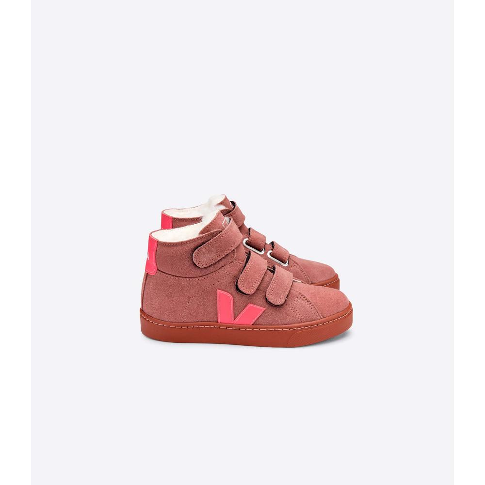 Red Kids\' Veja ESPLAR MID FURED SUEDE High Tops | AU 699HAP